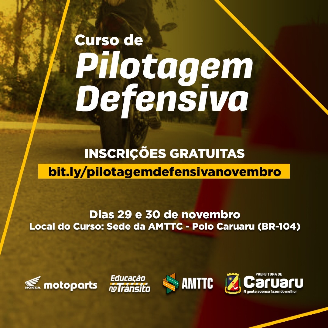 Curso de pilotagem defensiva para motos é oferecido gratuitamente em