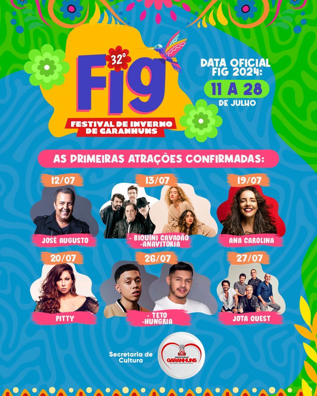 Prefeitura de Garanhuns anuncia datas e atrações do FIG 2024 Rádio